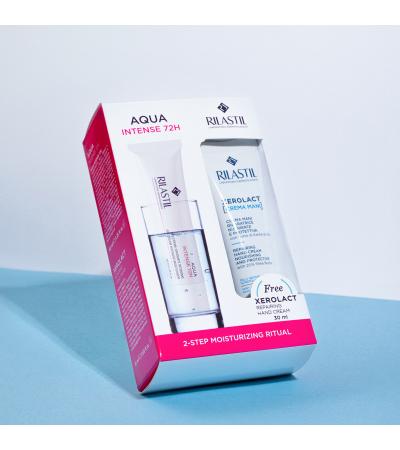 Rilastil Aqua Intense 72H +  Rilastil Xerolact Repairing Hand Cream Package | باكيج ترطيب