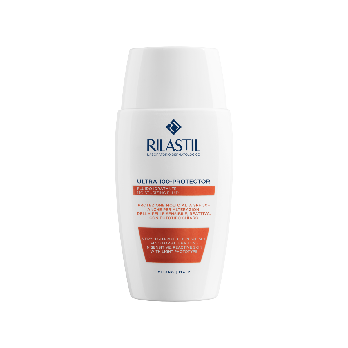 Rilastil Ultra 100-Protector Moisturizing Fluid SPF 50+ Sensitive and Reactive Skin With Light Phototype 50 ml