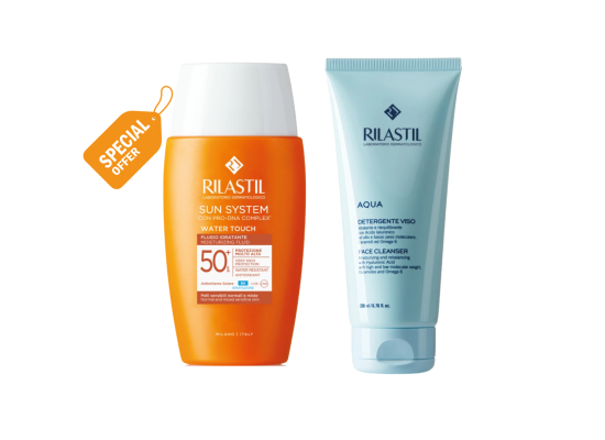 Rilastil Sun System Water Touch Fluid Spf + Rilastil Aqua Face Cleanser 50 ml (Special Offer)